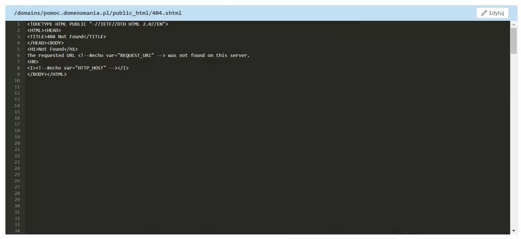 Zmodyfikuj kod HTML plików, aby ustawić własne strony błędów na hostingu.