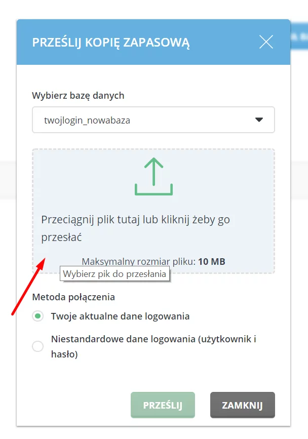Jak zaimportować bazę danych w DirectAdmin?