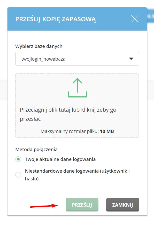 Jak wykonać import bazy danych w DirectAdmin?