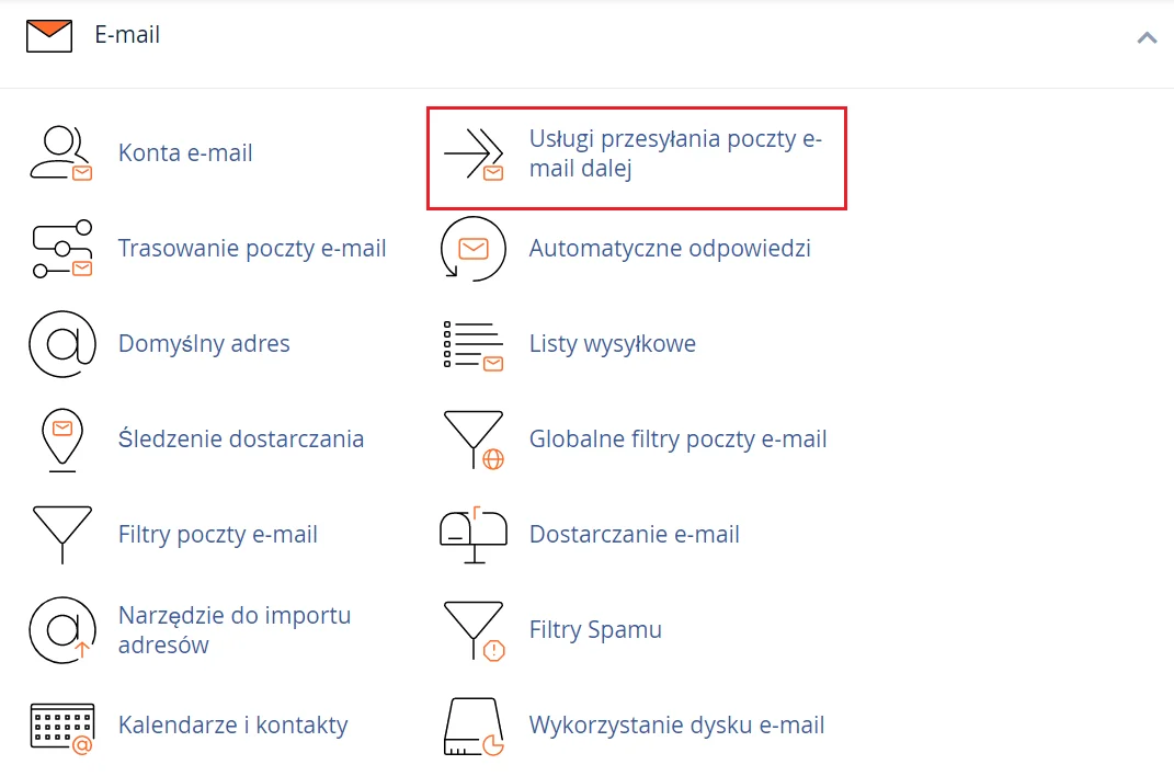akie opcje można wybrać w sekcji Email panelu administracyjnym?