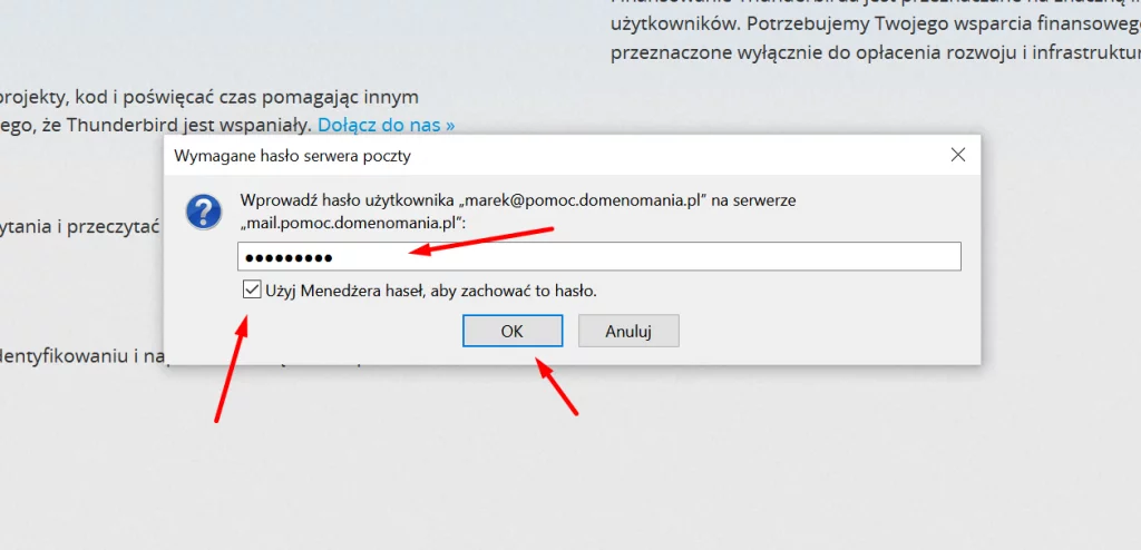 Zmiana hasła w programie e-mail Thunderbird