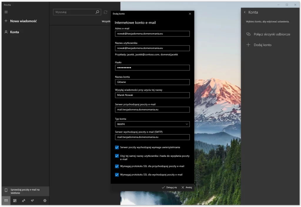 Konfiguracja skrzynki e-mail z własnym certyfikatem SSL