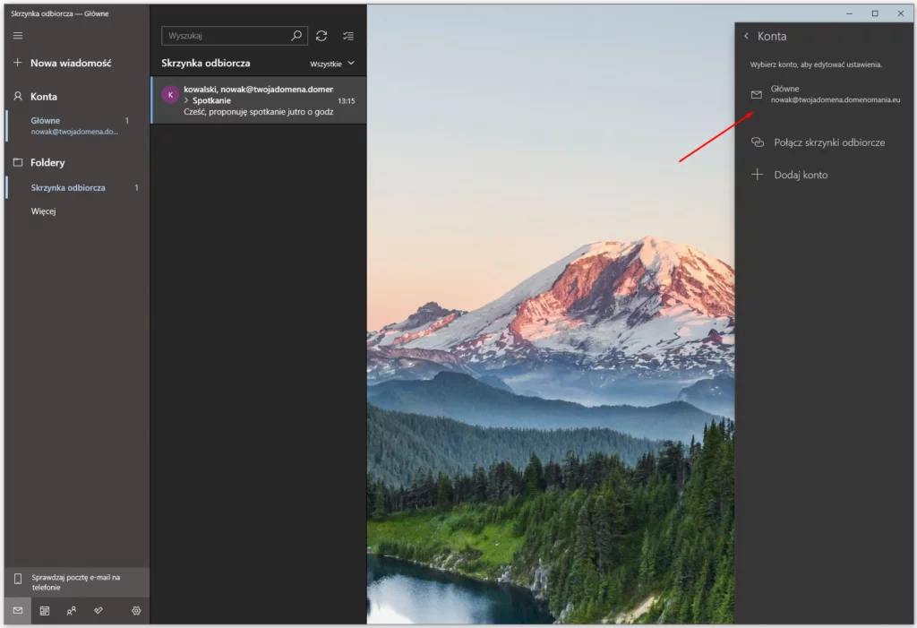Wybierz konto po prawej stronie ekranu, dla którego chcesz zmienić hasło. 