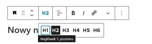 Wybierz rodzaj nagłówek - poziom