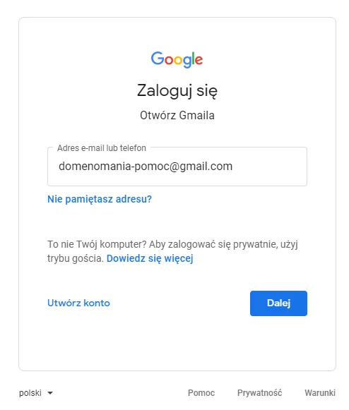 Logowanie do poczty Google - Gmail