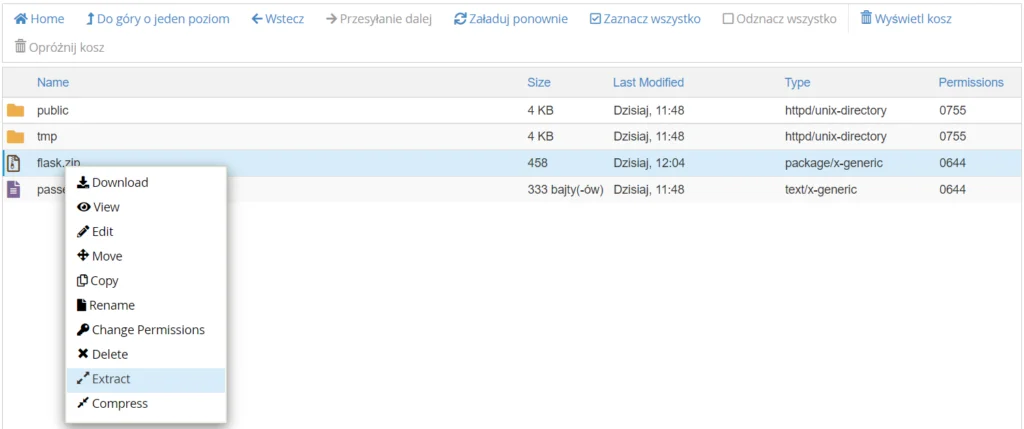 Jak wypakować archiwum .ZIP z aplikacją?