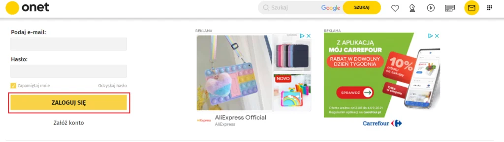Co kliknąć, aby zalogować się do Onet Poczta?