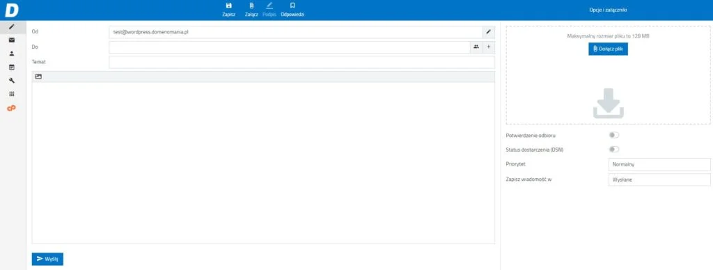 Jak wygląda tworzenie wiadomości w Webmail (Roundcube)?