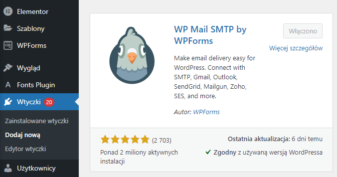 Wysyłanie wiadomości z WordPress za pomocą poczty SMTP