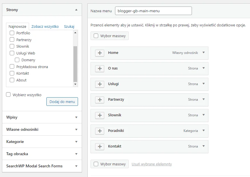 Zbuduj nowe lub edytuj istniejące menu wraz z modułem wyszukiwarki 