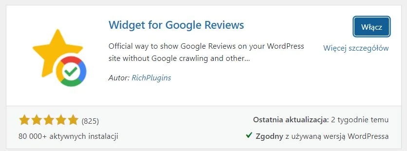 Włączanie wtyczki Widget for Google Reviews Jak włączyć wtyczkę Widget for Google Reviews?