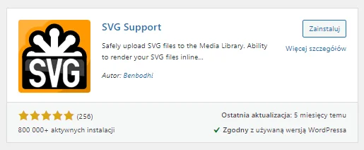 Zainstaluj wtyczkę SVG Support, aby dodawać pliki SVG do biblioteki mediów