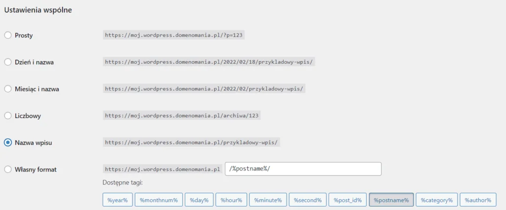 Wybierz odpowiednie dla siebie ustawienia permalinks w WordPress Ustawienia permalinks w WordPress